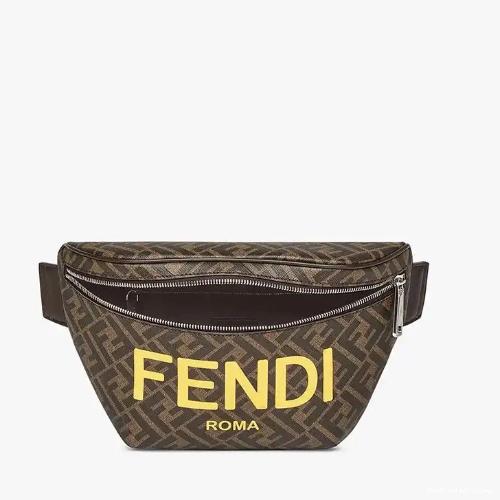 Cheap Bag Brown Fabric In Belt FF Logo ROMA Fendi Motif 0704
